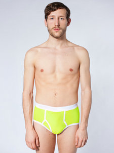 American Apparel Baby Rib Brief Neon Yellow / White