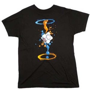 Portal 2 Gel Splatter (Black)  T-Shirt