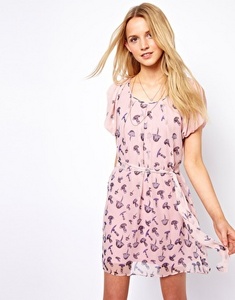 Traffic People | Traffic People Silk Swing Dress In Mushroom Print at ASOS