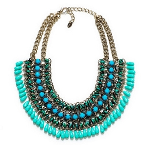 &#9679; Zara Chain Cord And Stone Necklace