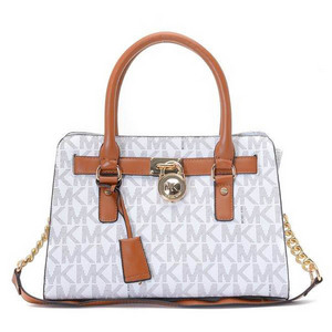 Michael Kors Hamilton MK Logo Satchel Vanilla 93687