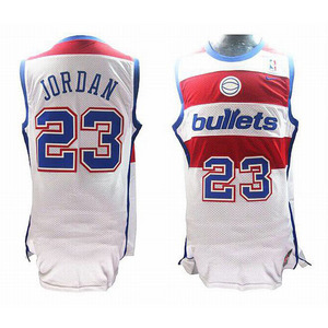 Bullets Michael Jordan 23 White Red Nike Jersey Blue 26314