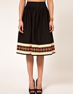 ASOS Full Skirt With Embroidered Hem