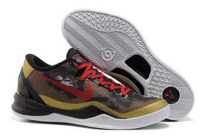 Men Nike Air Kobe 8 Snake of Year Shoes - White Red and Black Gold/Brown 72162