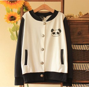 Women Long Sleeve Cute Panda Button Cardigan