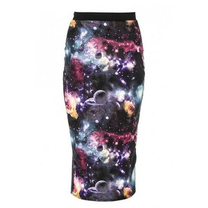 Юбка Quiz Clothing Blue & Pink Galaxy Midi Skirt