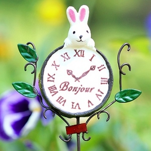 Украшение для цветочного горшка 'Rabbit Clock'