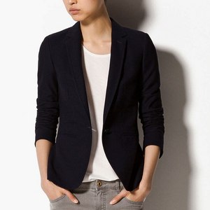 NAVY KNIT BLAZER