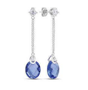 Серебряные серьги с фианитами (синие)