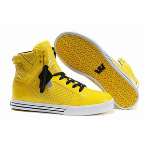 mens yellow white supra skytop high tops perf leather shoes