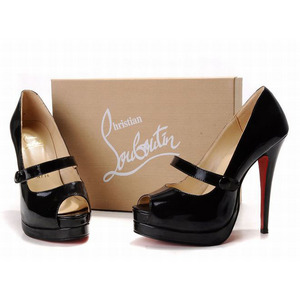 Christian Louboutin Bana 140mm Peep Toe Pumps Black Leather