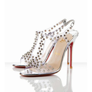 Christian Louboutin J Lissimo 100mm Sandals Specchio Leather And Pvc Silver