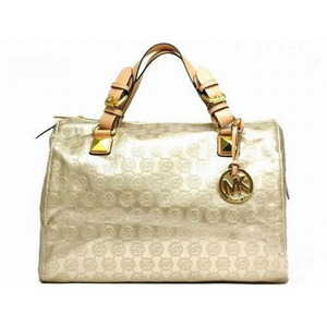 Michael Kors Grayson Large Jet Set Monogram Satchel Light Gold