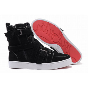 Christian Louboutin Spacer Flat High Top Womens Sneakers Black Suede