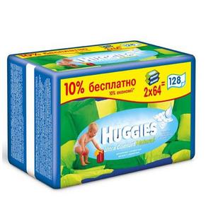 Детские влажные салфетки Huggies Ultra Comfort Natural Duo 64х2 шт.