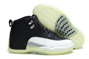 Retro Jordan 12 Playoffs Glow In The Dark Leather BlackWhite