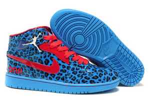 Nike Jordan 1 Phat Olympic Edition Pack Leopard Print - Leather Blue and Varsity Red Mens