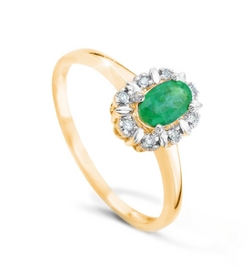 Кольцо с изумрудами и бриллиантами