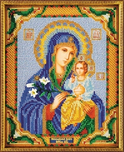 "Богородица Неувядаемый Цвет" икона бисером