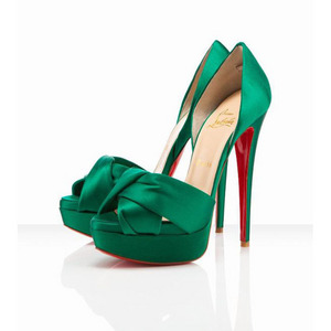 Christian Louboutin Volpi 150mm Emeraude Satin Dorsay Pumps