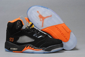 Air jordan 5(v) retro WMNS-orange/black/grey shoes