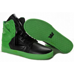 Men Black and Green High Top Supra Sneaker Skytop 2