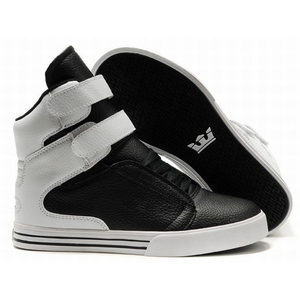 Men Black and White High Top Supra TK Society Skate Footwear