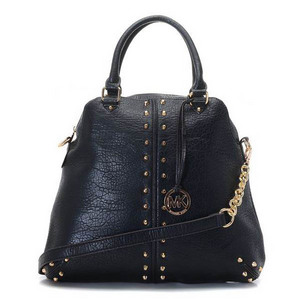 Michael Kors Uptown Astor Large Satchel Black Lambskin Leather