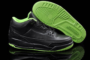 All Black and Green Air Jordan 3 Retro Shoes