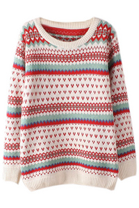 Heart & Stripes Kintted Cream Jumper