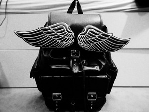 winged backpack black