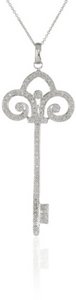 Sterling Silver Diamond Key Pendant Necklace (1/4 cttw, I-J Color, I3 Clarity), 18"