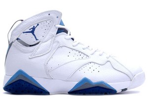 Jordan 7 (VII) Retro-White/French Blue-Flint Grey Nike Mens Basketball Shoes