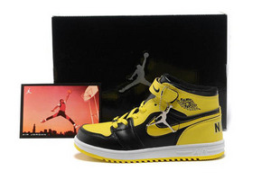 Retro Kid(Youth) Jordan 1 Shoes with Black and White and Yellow Colorways