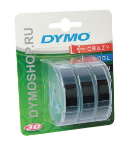S0847730 Лента для механических принтеров Dymo Omega, ширина 9 мм, длина 3м, пластиковая черная, 3 шт. в блистере