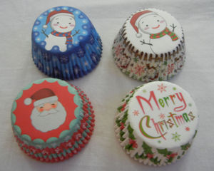 100 Xmas Time Snowman Santa Cupcake Liners Baking Paper Cup 25 Each 50x33mm | eBay