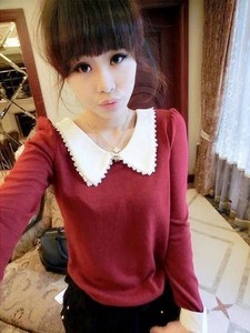 New Women Long Sleeve Cardigan Doll Neck Botton Loose knit T-shirt Top 4 Color