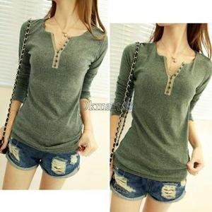 Ladys Long Sleeve Bottoming Shirt Crew Neck T-shirt Top Blouse Casual Tee OK