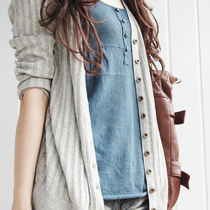 New Women Girl Long Sleeve Cardigan Slim Knit Sweater Button Shirt Tops Blouse