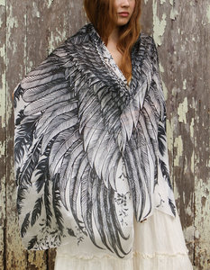 100 SILK scarf Hand painted Wings and feathers stunning by Shovava