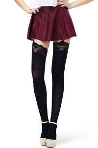 Pure Black Suspender Tights