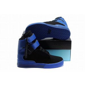 supra tk society kid sneakers suede blue and black high tops