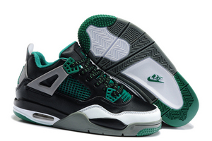 Jordan IV 4 Kids Size Sneakers: Black/Green/Grey