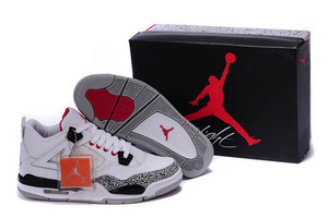 Nike Jordan 4 Retro: Cement/White/Black/Red Basketball Shoes