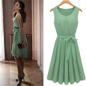 Light Green Chiffon Casual Dress