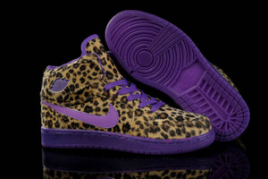 Michael Nike Air Jordan 1 Purple Basketball Sneakers - Leopard (Big Kids)