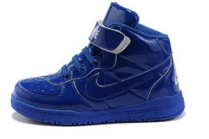 True Blue Patent Nike Air Force One Leather Basketball Sneakers - Kids and Youth