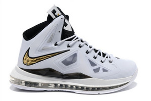 Air Max Lebron James X (10) White Black Gold Nike Mens Size Shoe