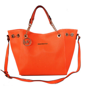 Michael Kors Perforated Saffiano Large Orange Tote Handbags