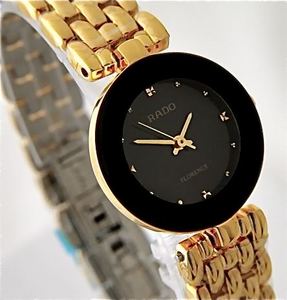 LADIE'S RADO FLORENCE WATCH R48745154 GOLD TONE BLACK DIAL